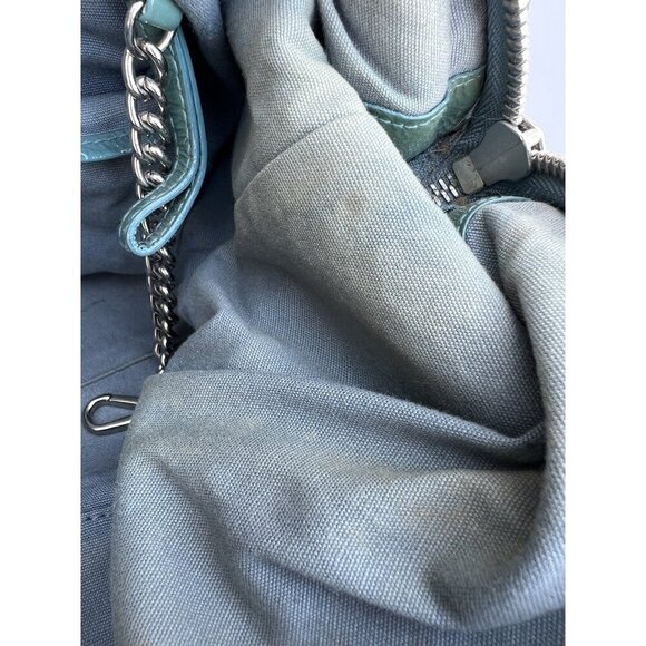 RARE VTG Y2K Lockheart shoulder teal blue patent leather bag large with dustbag - Picture 13 of 15